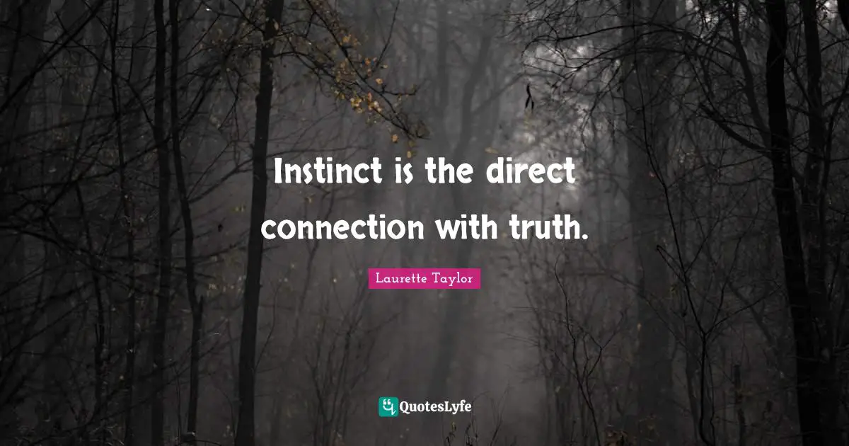 Instinct is the direct connection with truth.