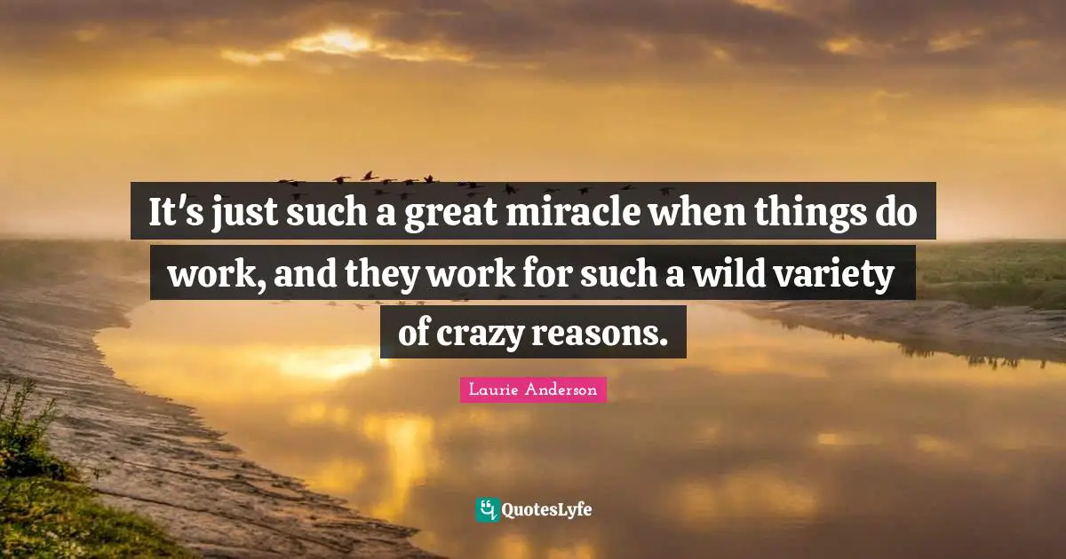 It's just such a great miracle when things do work, and they work for such a wild variety of crazy reasons.