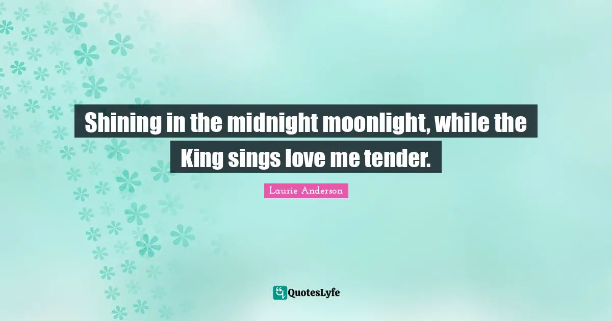 Shining in the midnight moonlight, while the King sings love me tender.
