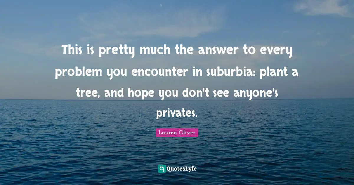 This is pretty much the answer to every problem you encounter in suburbia: plant a tree, and hope you don't see anyone's privates.