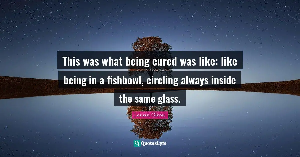 This was what being cured was like: like being in a fishbowl, circling always inside the same glass.