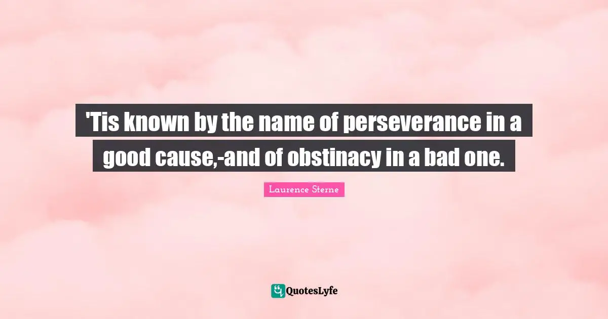 'Tis known by the name of perseverance in a good cause,-and of obstinacy in a bad one.