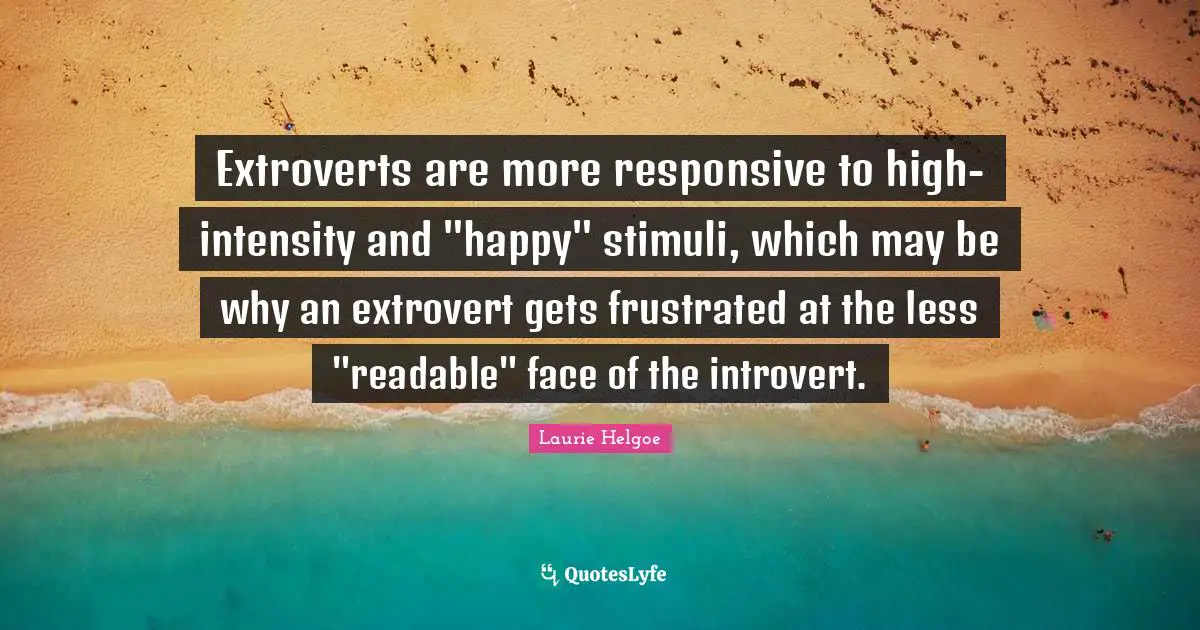 Extroverts are more responsive to high-intensity and "happy" stimuli, which may be why an extrovert gets frustrated at the less "readable" face of the introvert.