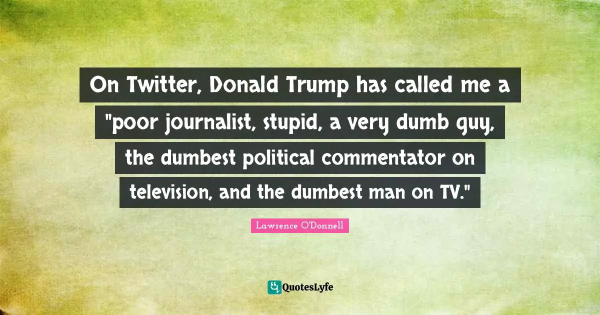 On Twitter, Donald Trump has called me a "poor journalist, stupid, a very dumb guy, the dumbest political commentator on television, and the dumbest man on TV."