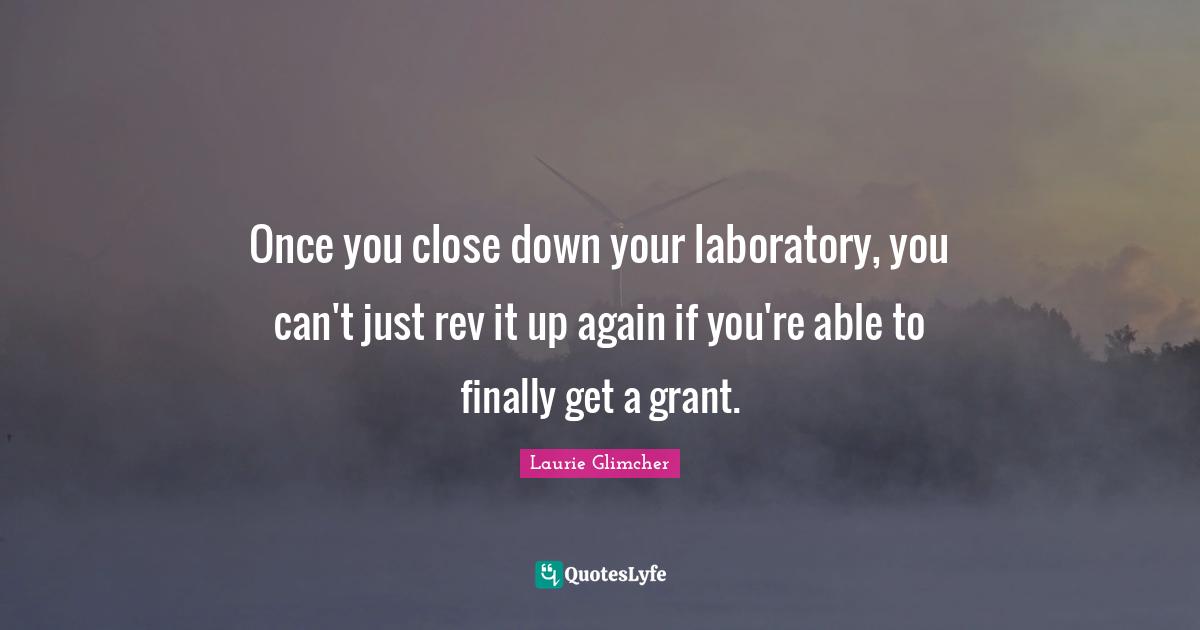 Once you close down your laboratory, you can't just rev it up again if you're able to finally get a grant.