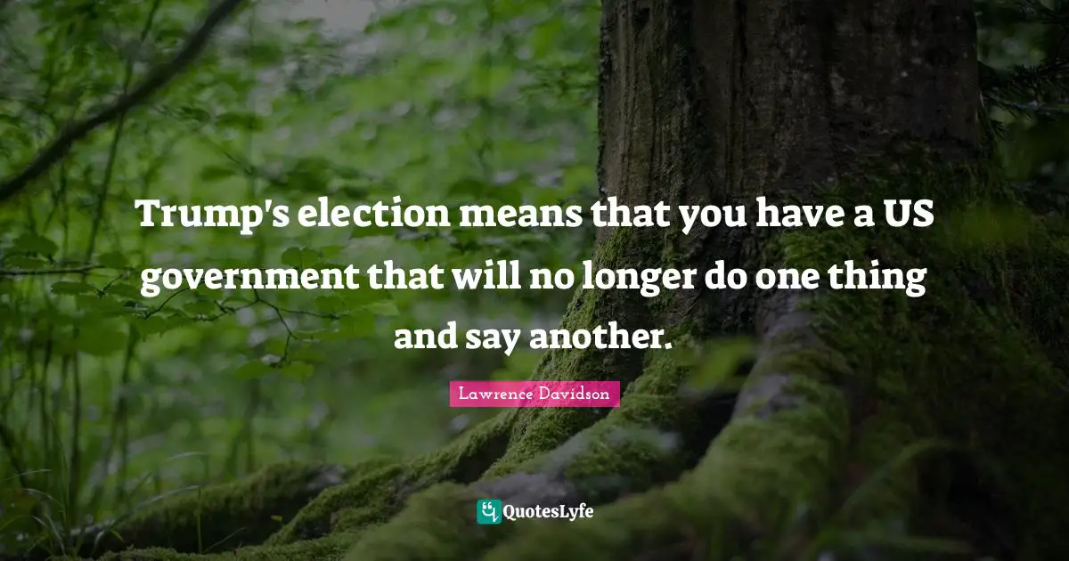 Trump's election means that you have a US government that will no longer do one thing and say another.