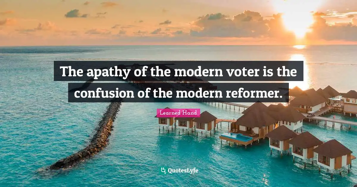 The apathy of the modern voter is the confusion of the modern reformer.