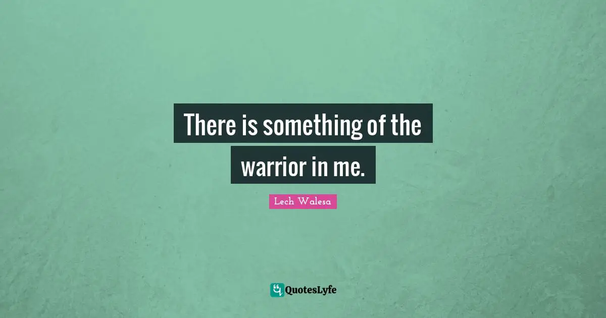 There is something of the warrior in me.