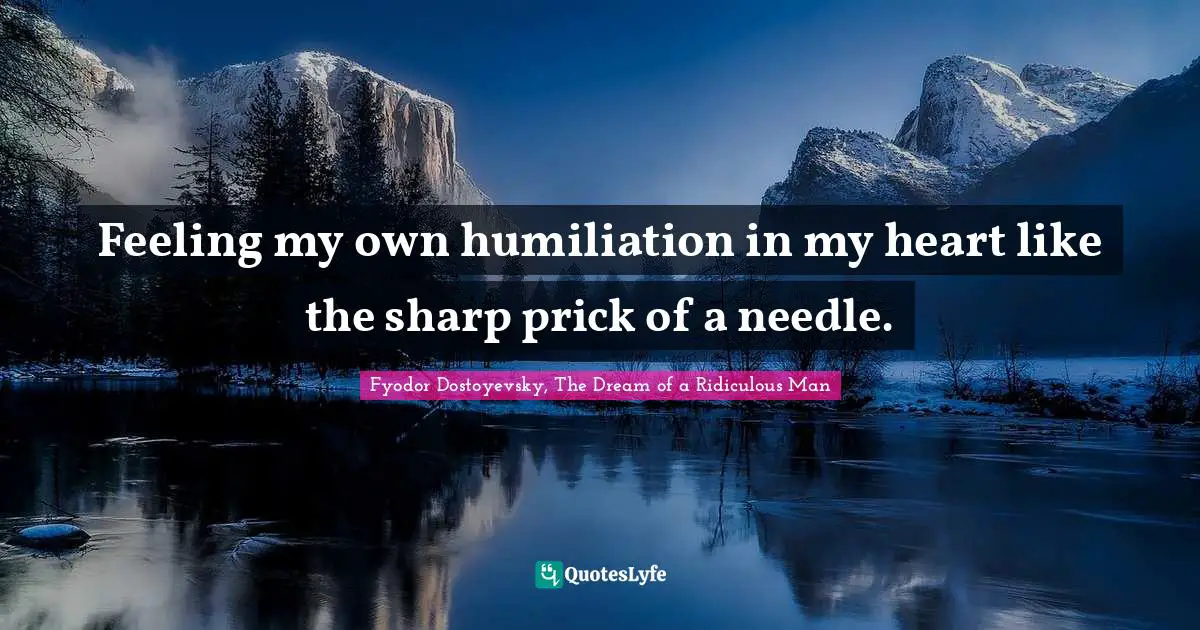 Feeling my own humiliation in my heart like the sharp prick of a needle.