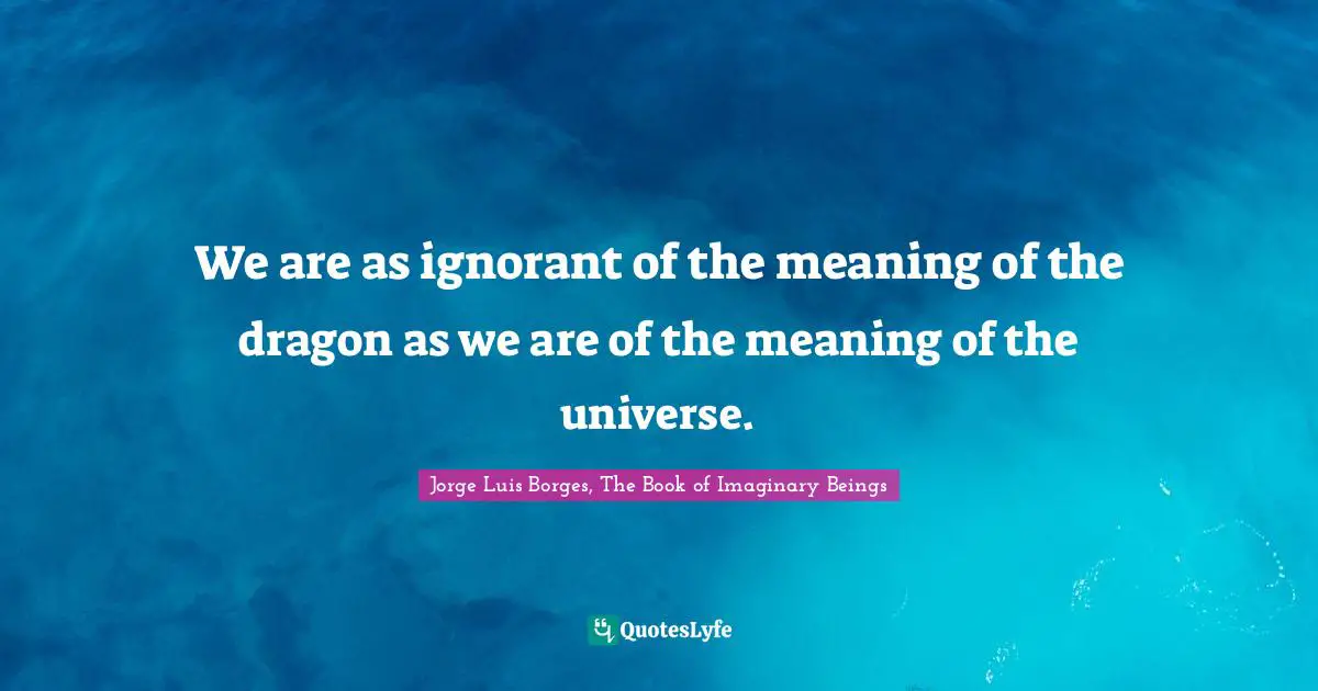 We are as ignorant of the meaning of the dragon as we are of the meaning of the universe.