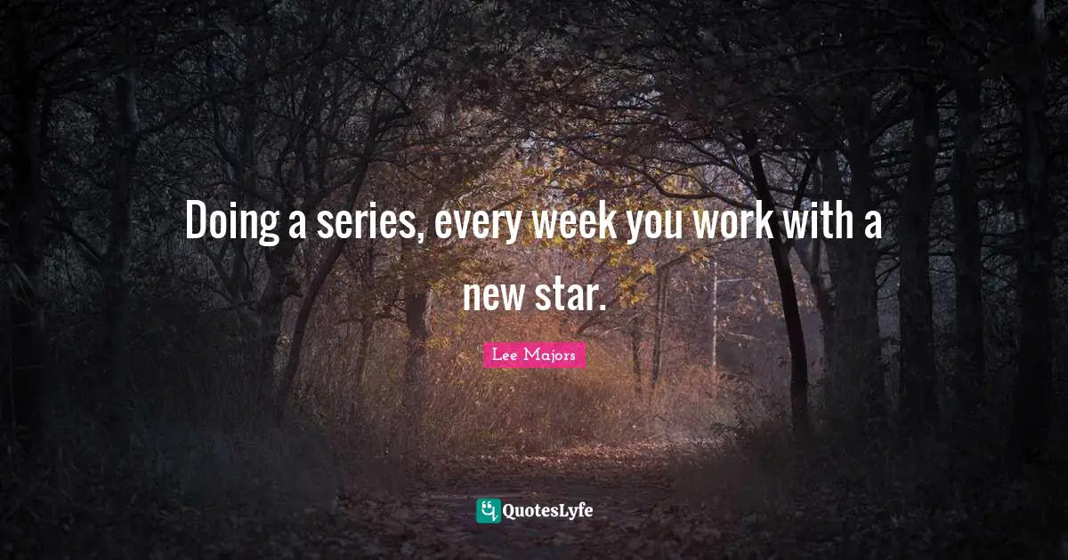 Doing a series, every week you work with a new star.