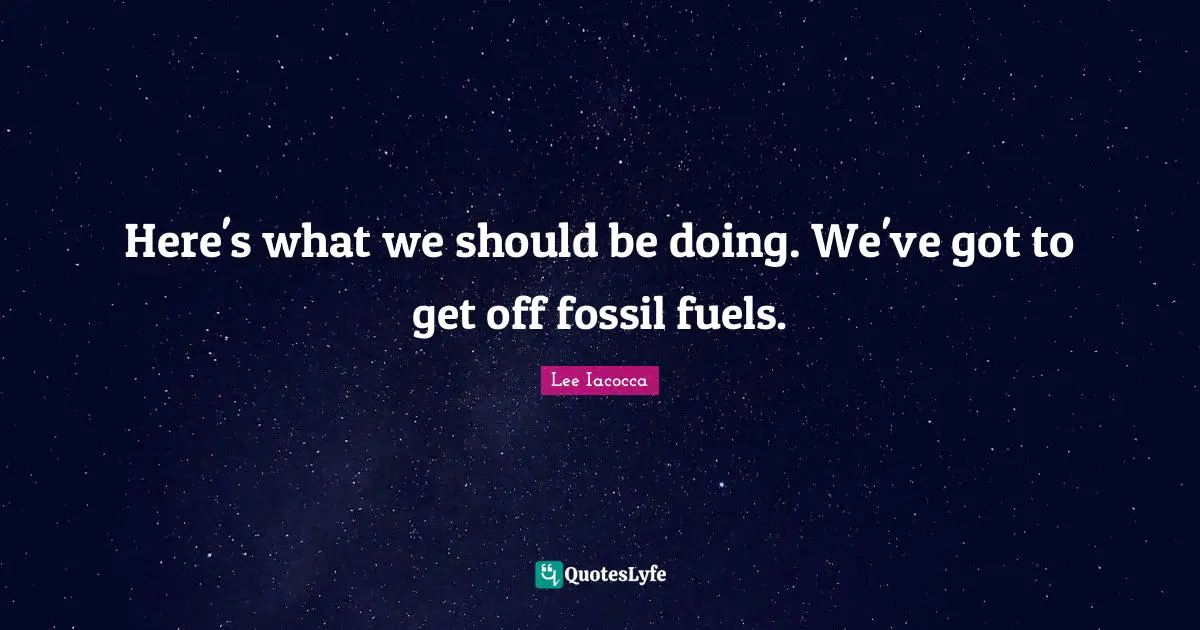 Fossils Quotes: "Here's what we should be doing. We've got to get off fossil fuels."
