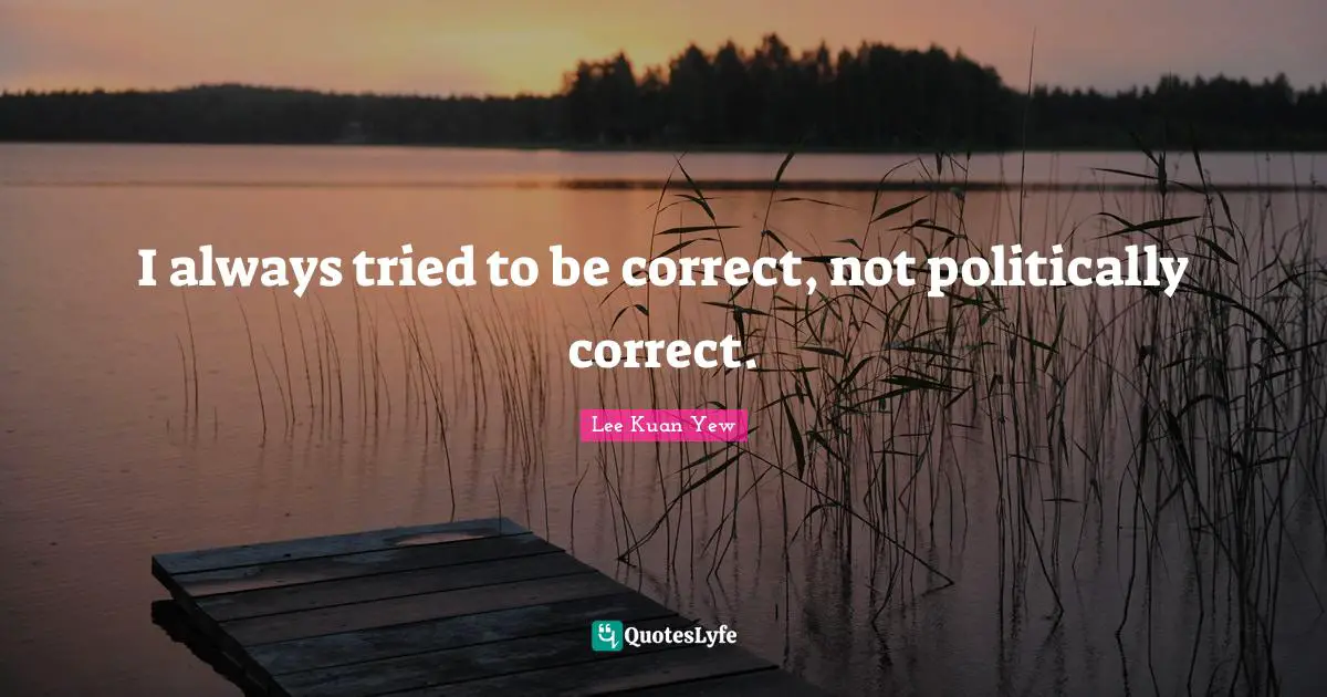 I always tried to be correct, not politically correct.