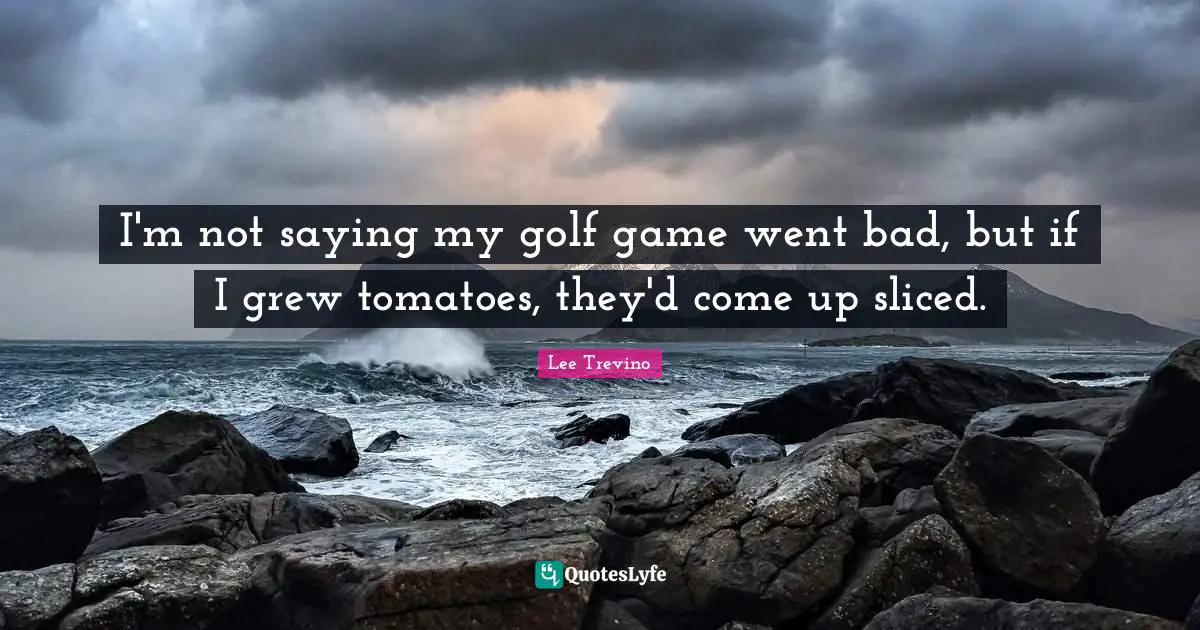I'm not saying my golf game went bad, but if I grew tomatoes, they'd come up sliced.