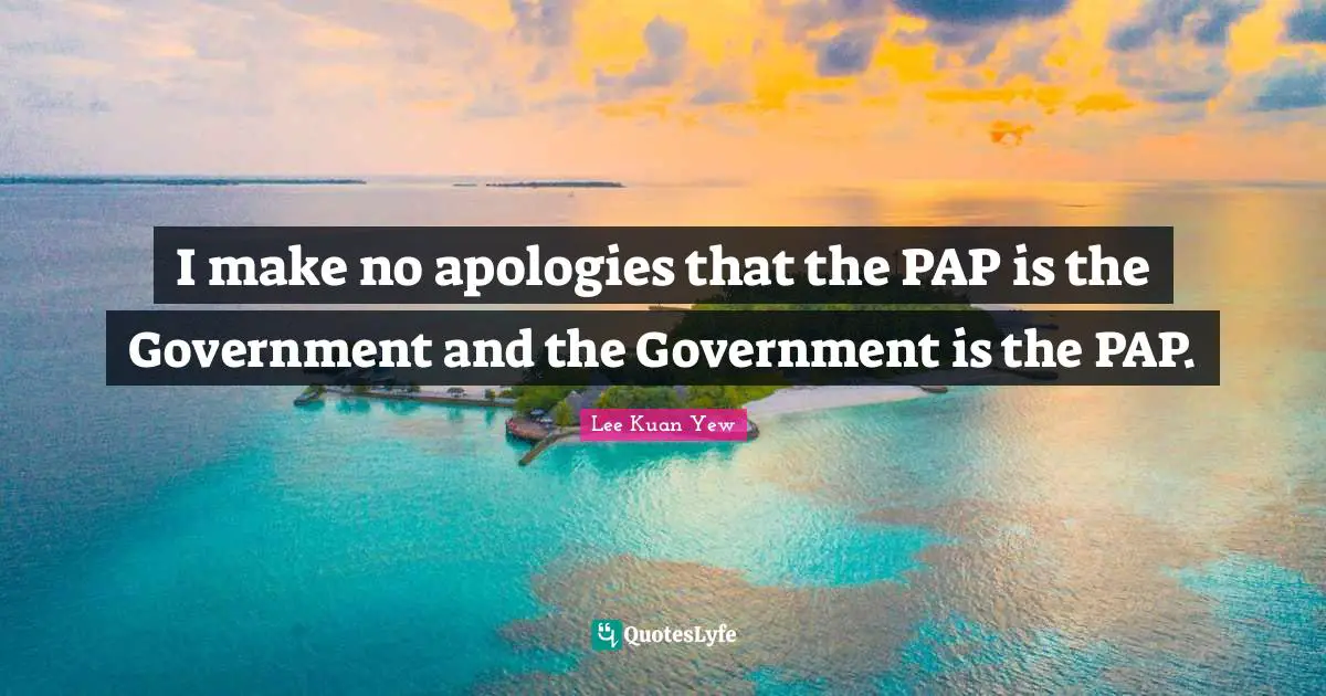I make no apologies that the PAP is the Government and the Government is the PAP.