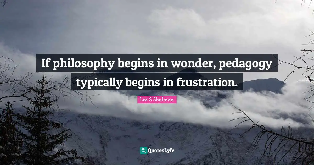 If philosophy begins in wonder, pedagogy typically begins in frustration.