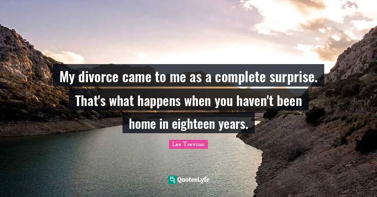 My divorce came to me as a complete surprise. That's what happens when you haven't been home in eighteen years.