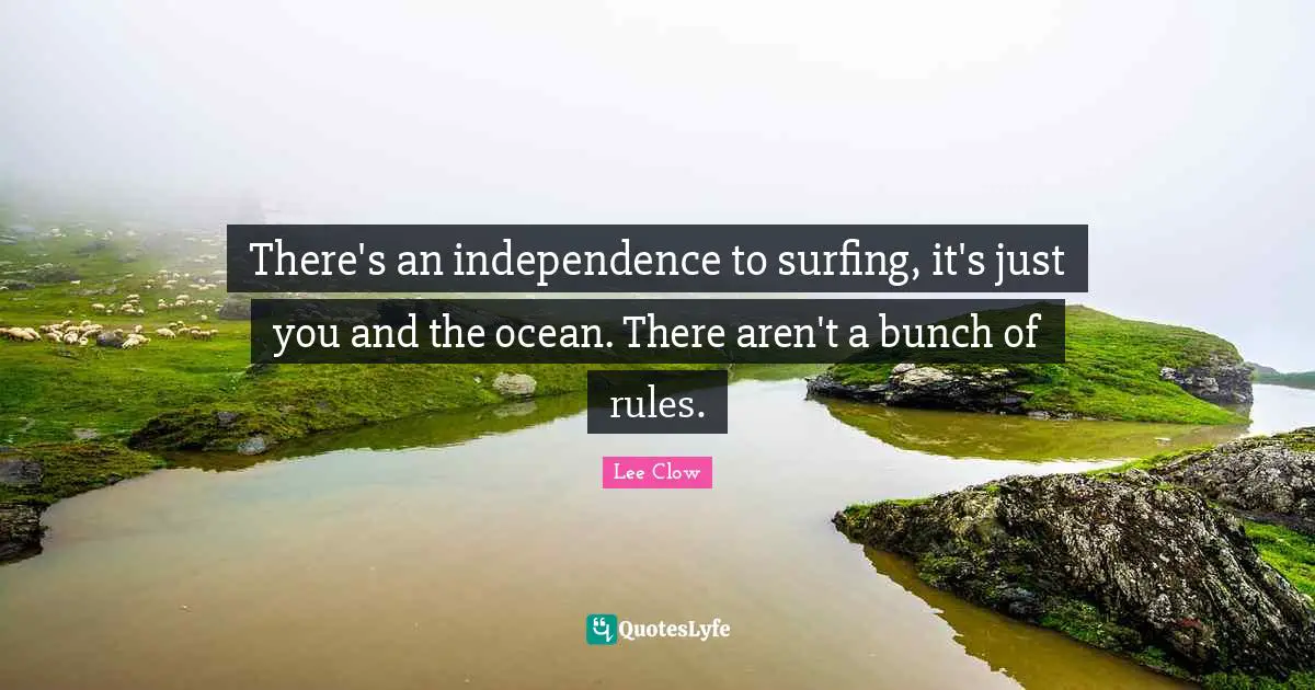 Bunch Quotes: "There's an independence to surfing, it's just you and the ocean. There aren't a bunch of rules."
