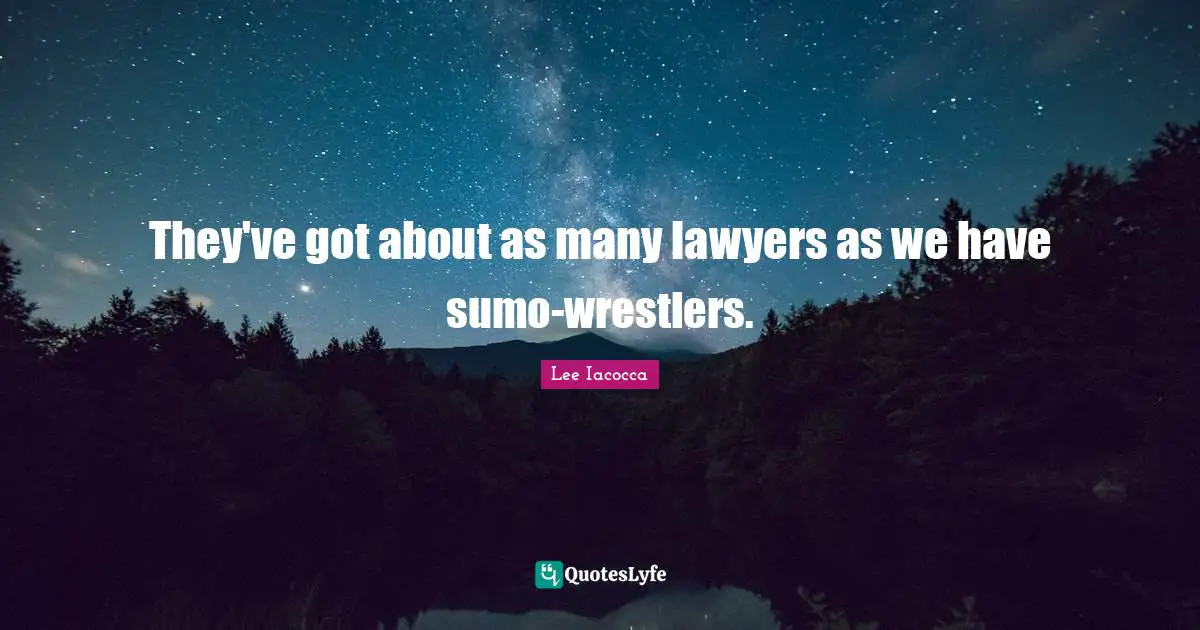 They've got about as many lawyers as we have sumo-wrestlers.