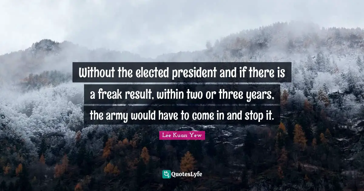 Without the elected president and if there is a freak result, within two or three years, the army would have to come in and stop it.