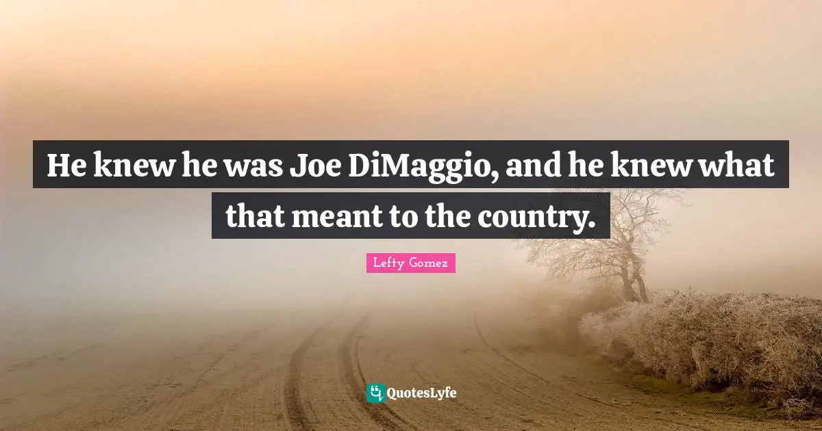 He knew he was Joe DiMaggio, and he knew what that meant to the country.