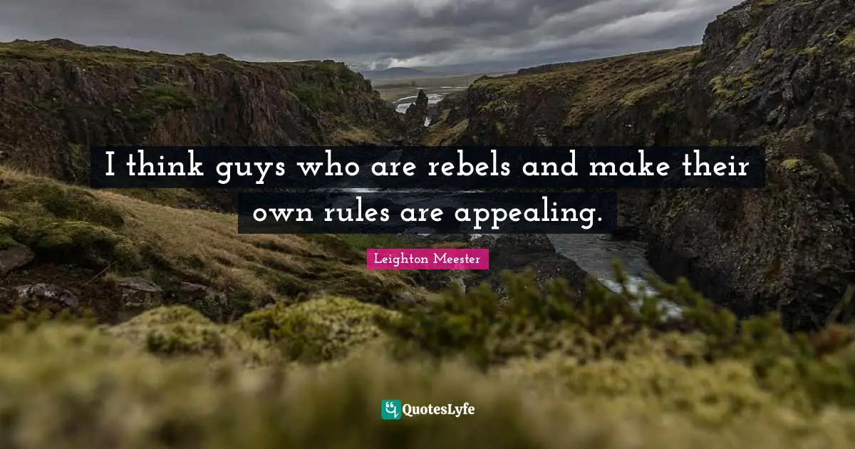 I think guys who are rebels and make their own rules are appealing.