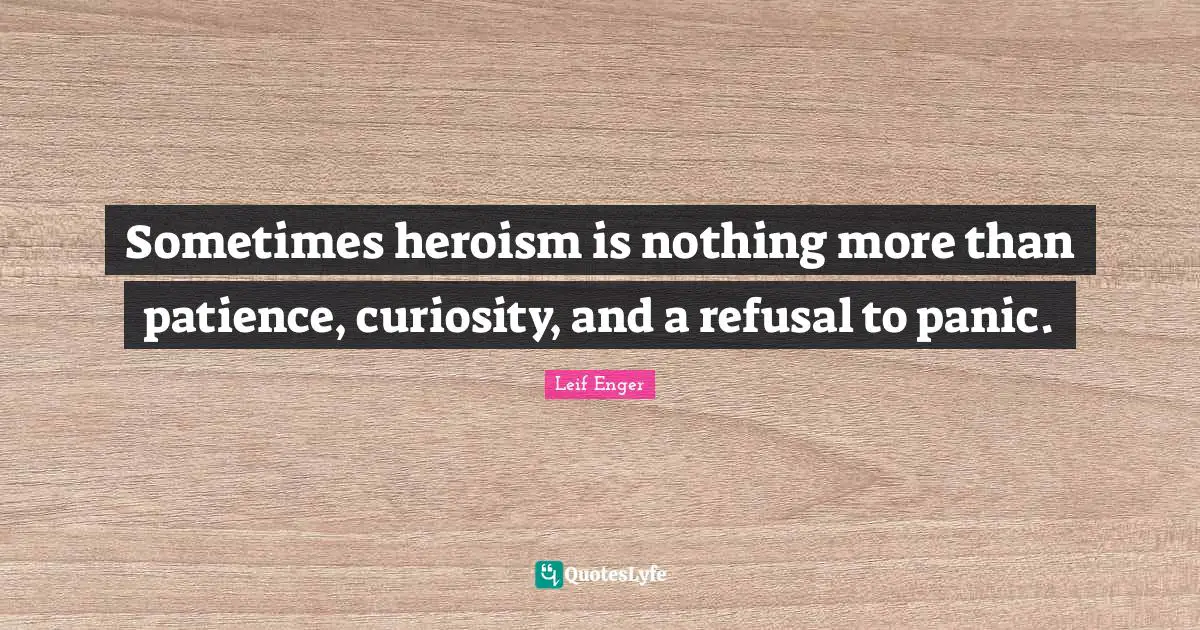 Refusal Quotes: "Sometimes heroism is nothing more than patience, curiosity, and a refusal to panic."