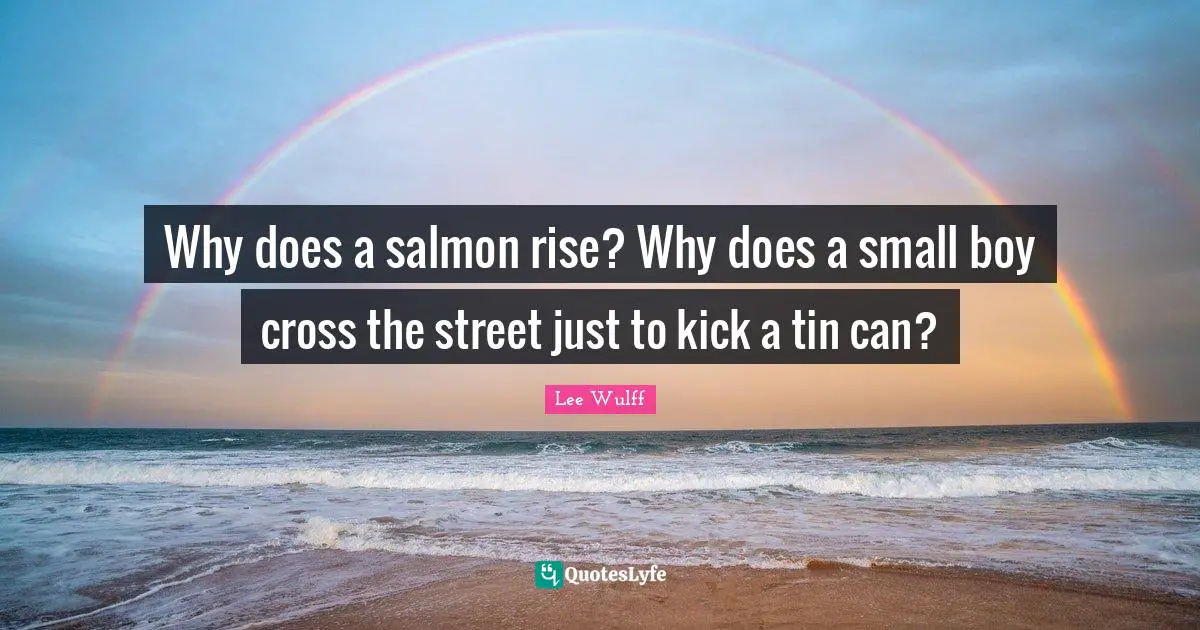 Why does a salmon rise? Why does a small boy cross the street just to kick a tin can?