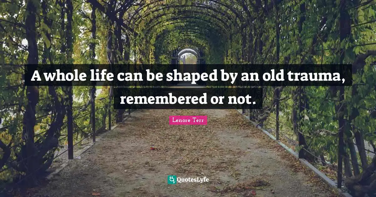 A whole life can be shaped by an old trauma, remembered or not.