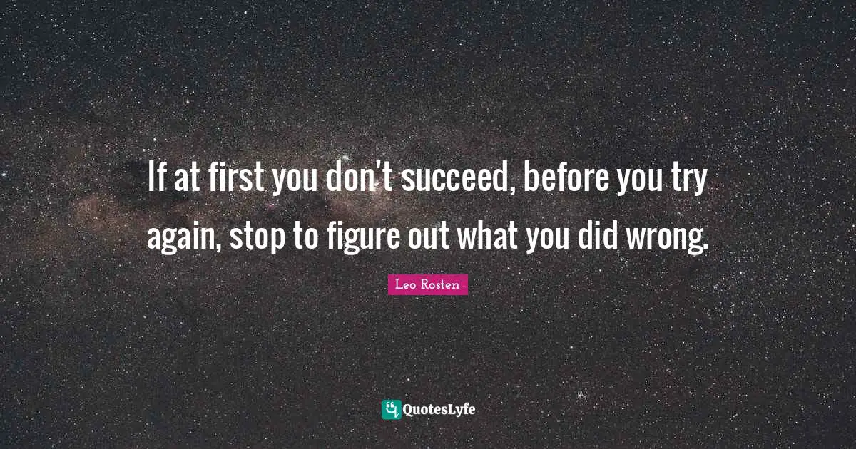 If at first you don't succeed, before you try again, stop to figure out what you did wrong.