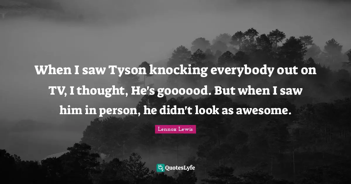 When I saw Tyson knocking everybody out on TV, I thought, He's goooood. But when I saw him in person, he didn't look as awesome.