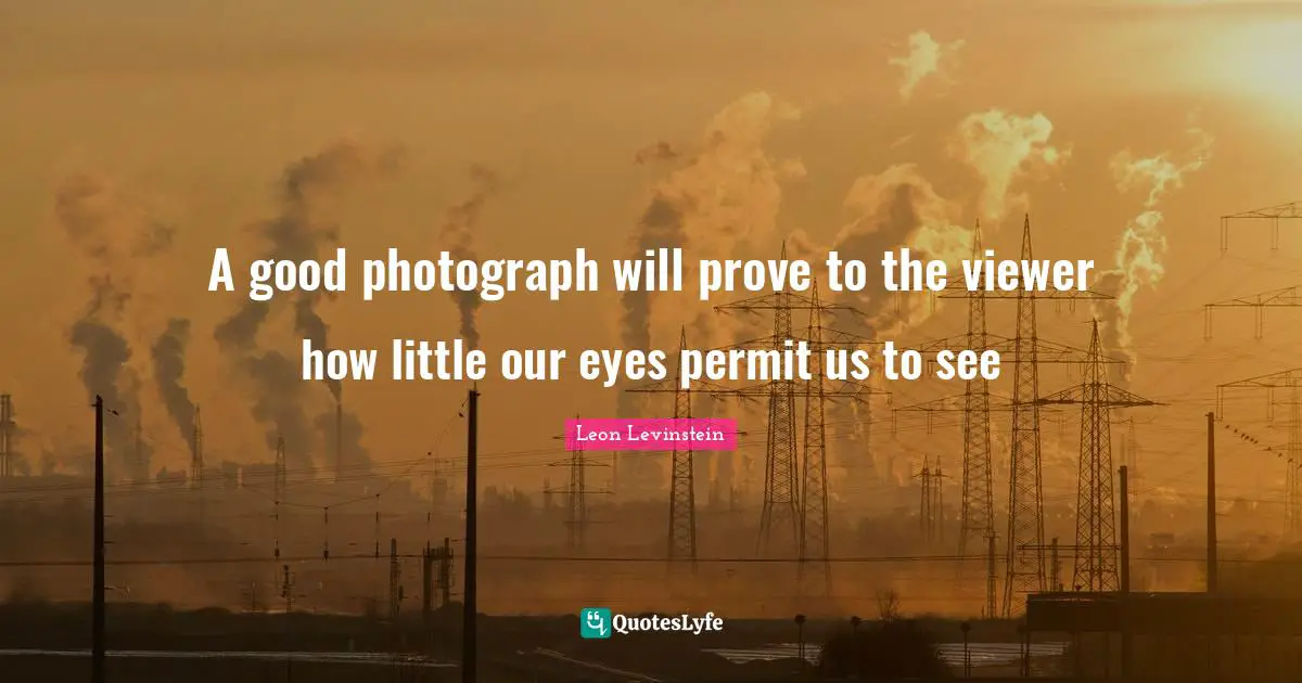 A good photograph will prove to the viewer how little our eyes permit us to see