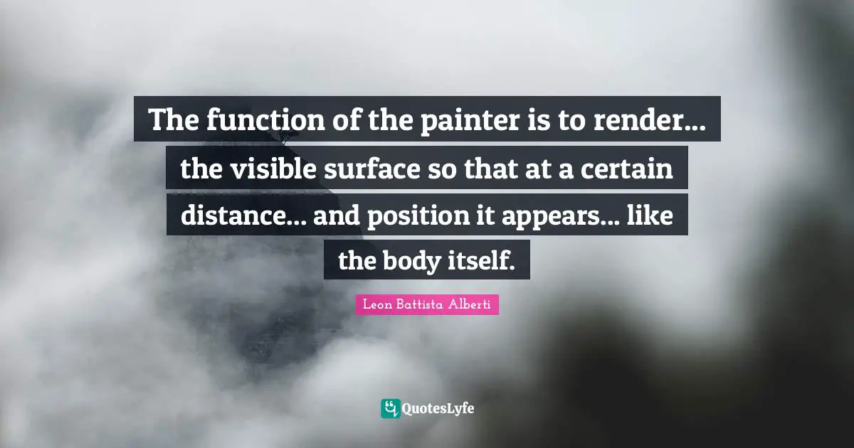 O.A. Battista Quotes: "The function of the painter is to render... the visible surface so that at a certain distance... and position it appears... like the body itself."