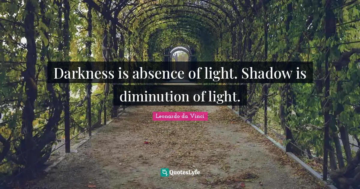 Darkness is absence of light. Shadow is diminution of light.
