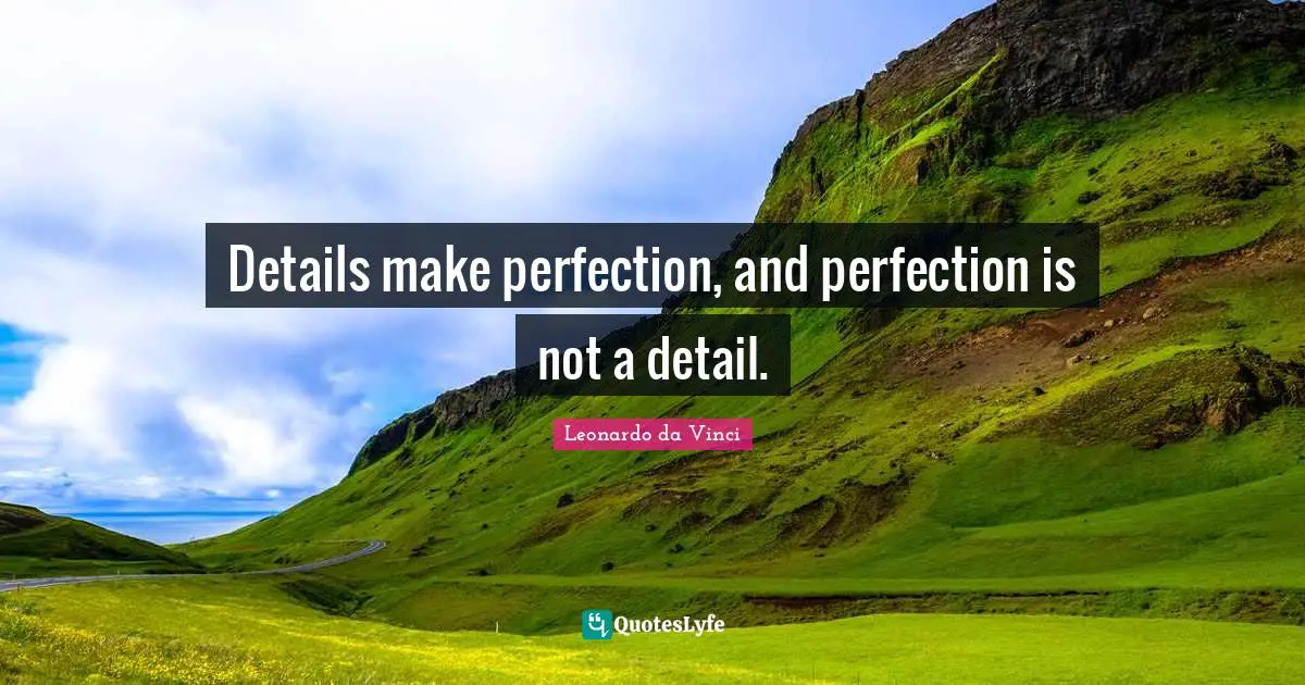 Details make perfection, and perfection is not a detail.