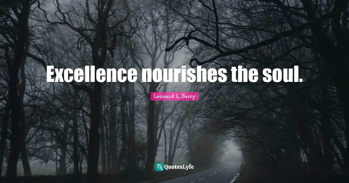 Excellence nourishes the soul.