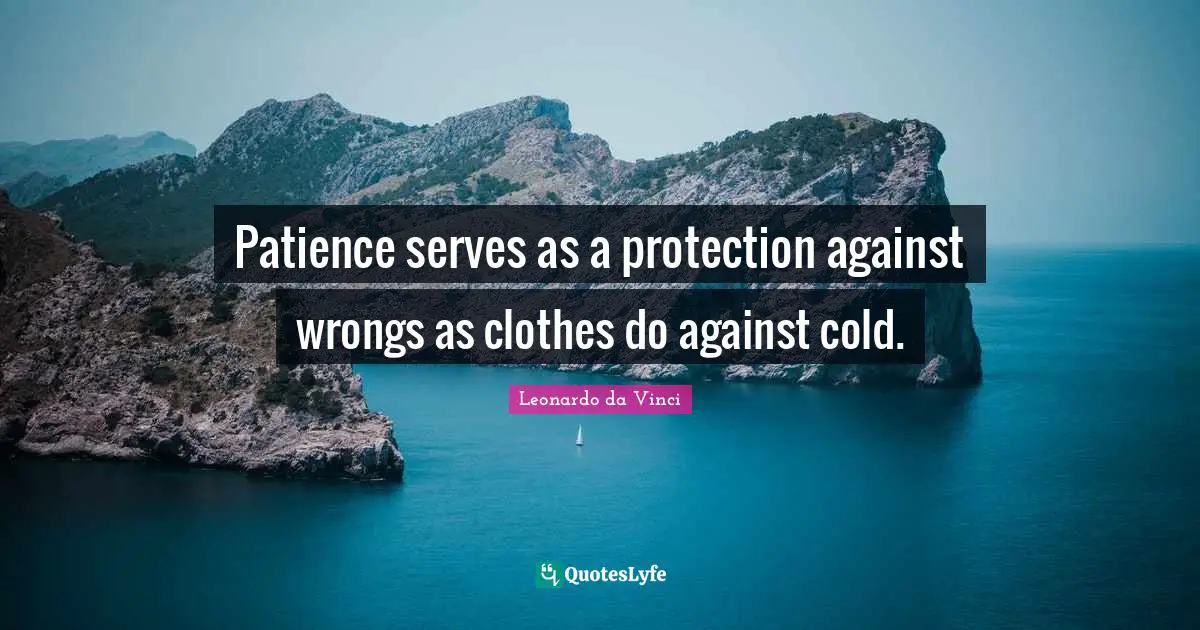 Patience serves as a protection against wrongs as clothes do against cold.