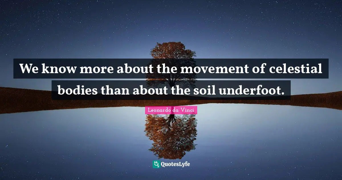 We know more about the movement of celestial bodies than about the soil underfoot.