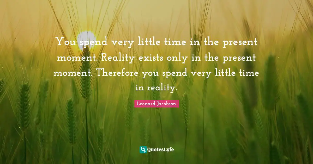 You spend very little time in the present moment. Reality exists only in the present moment. Therefore you spend very little time in reality.