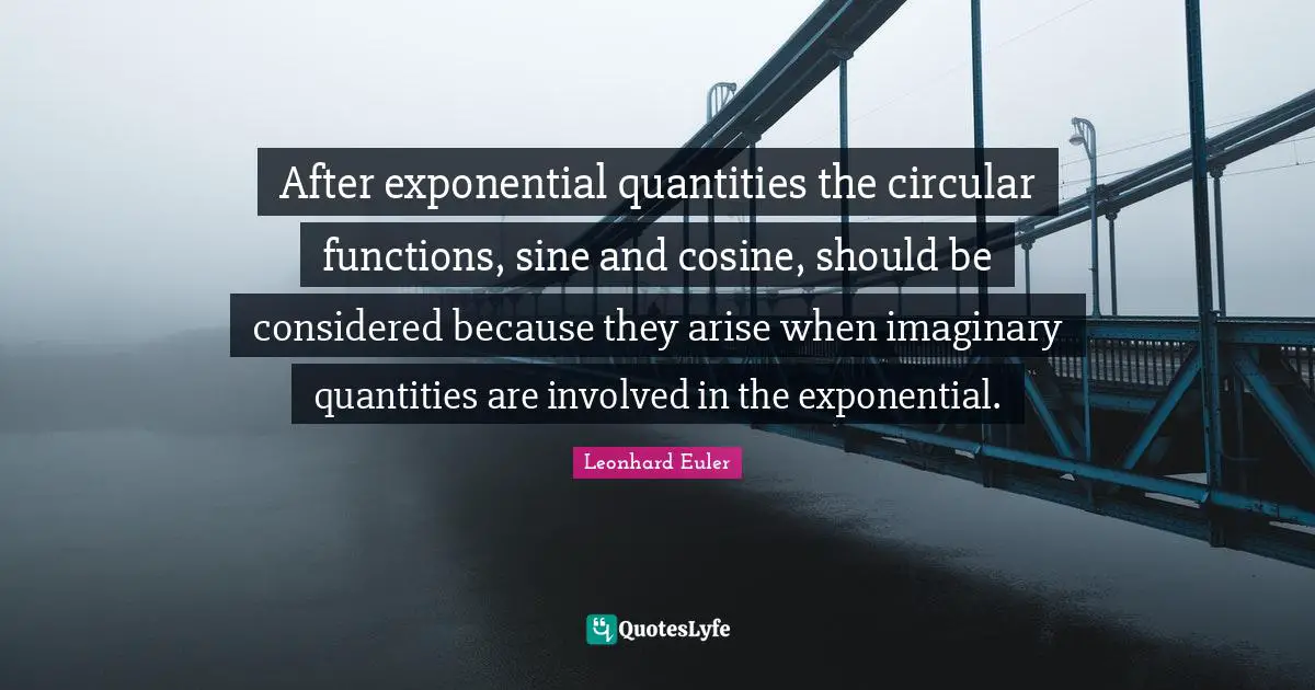 Leonhard Euler Quotes: After exponential quantities the circular functions, sine and cosine, should be considered because they arise when imaginary quantities are involved in the exponential.