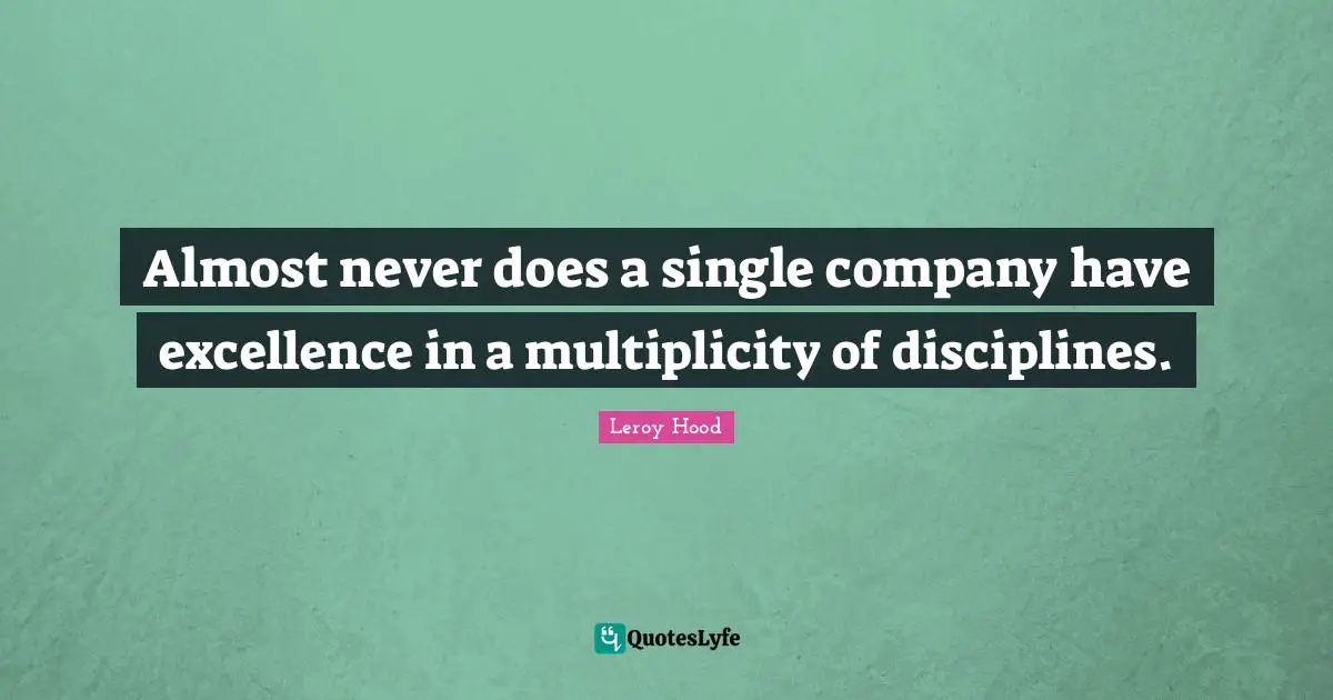 Almost never does a single company have excellence in a multiplicity of disciplines.