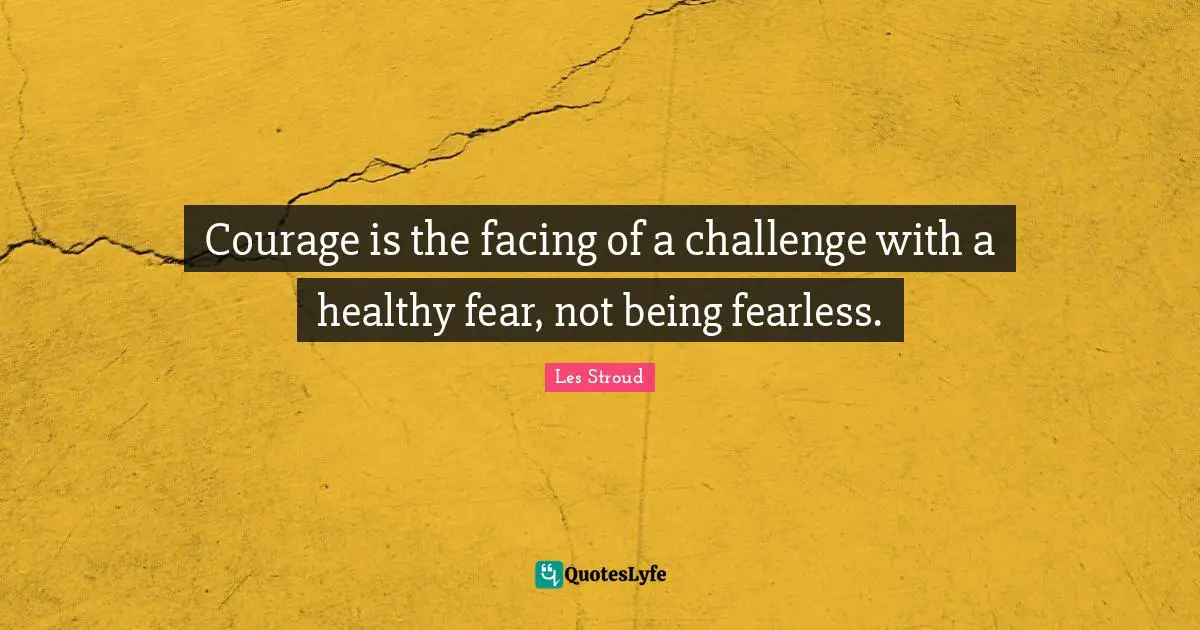 Be Fearless Quotes: "Courage is the facing of a challenge with a healthy fear, not being fearless."