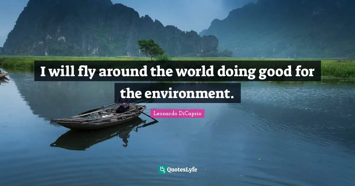 Leonardo DiCaprio Quotes: "I will fly around the world doing good for the environment."