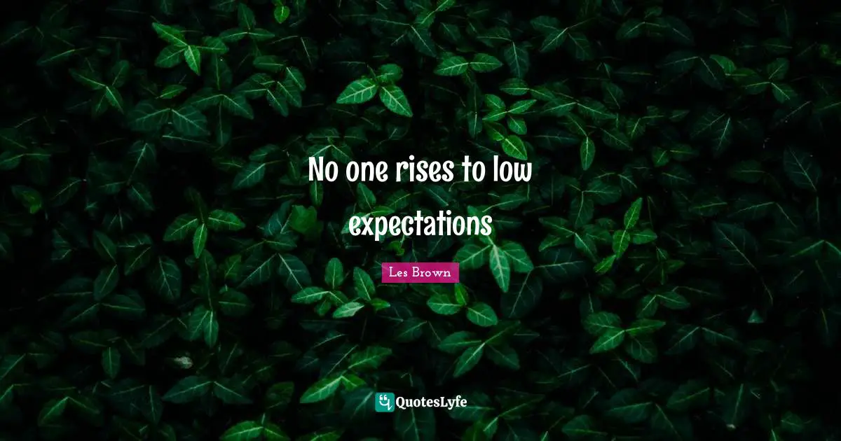 Les Brown Quotes: "No one rises to low expectations"