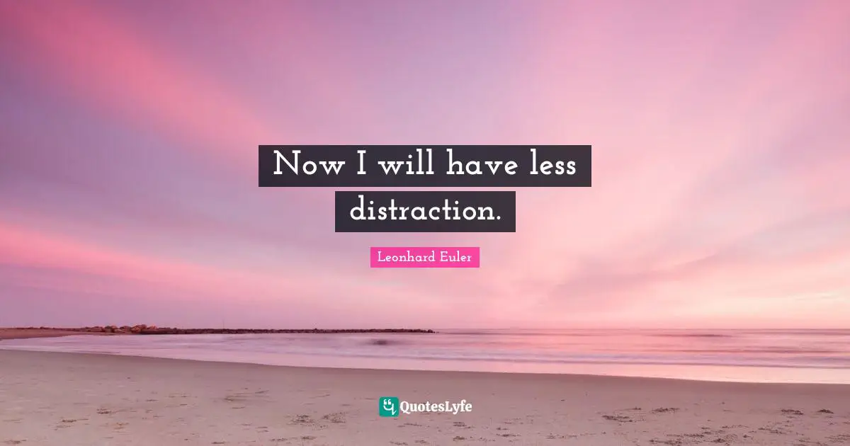 Leonhard Euler Quotes: Now I will have less distraction.