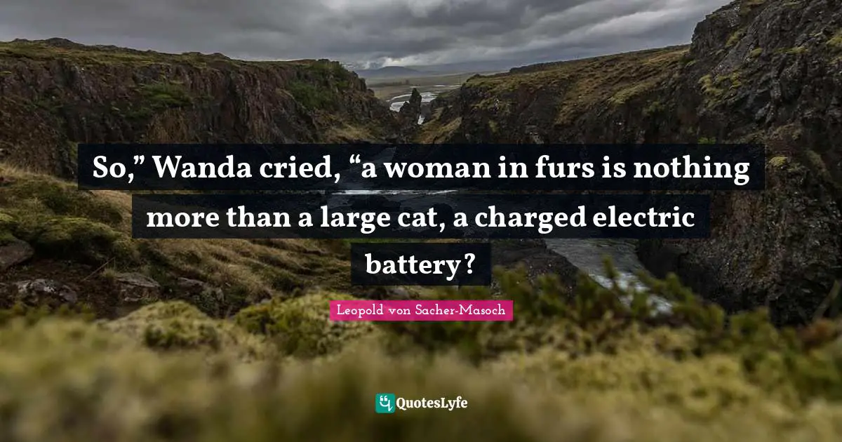 So,” Wanda cried, “a woman in furs is nothing more than a large cat, a charged electric battery?
