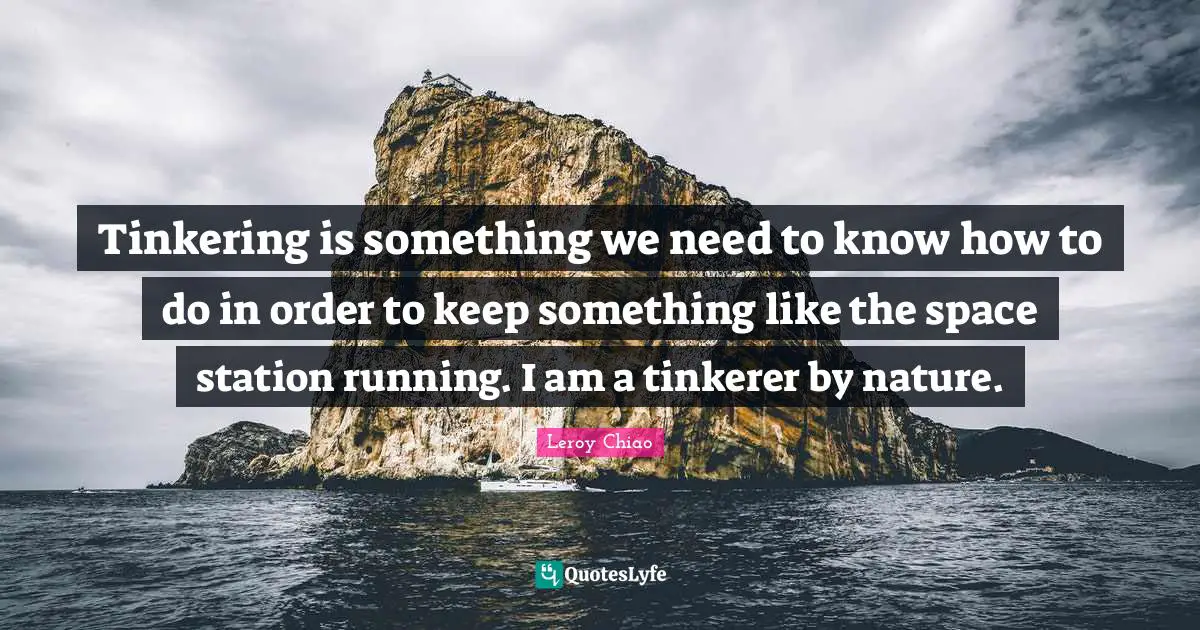 Leroy Chiao Quotes: "Tinkering is something we need to know how to do in order to keep something like the space station running. I am a tinkerer by nature."
