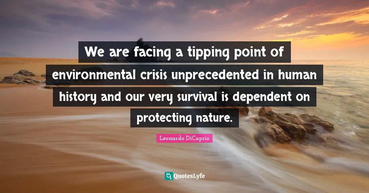 We are facing a tipping point of environmental crisis unprecedented in human history and our very survival is dependent on protecting nature.