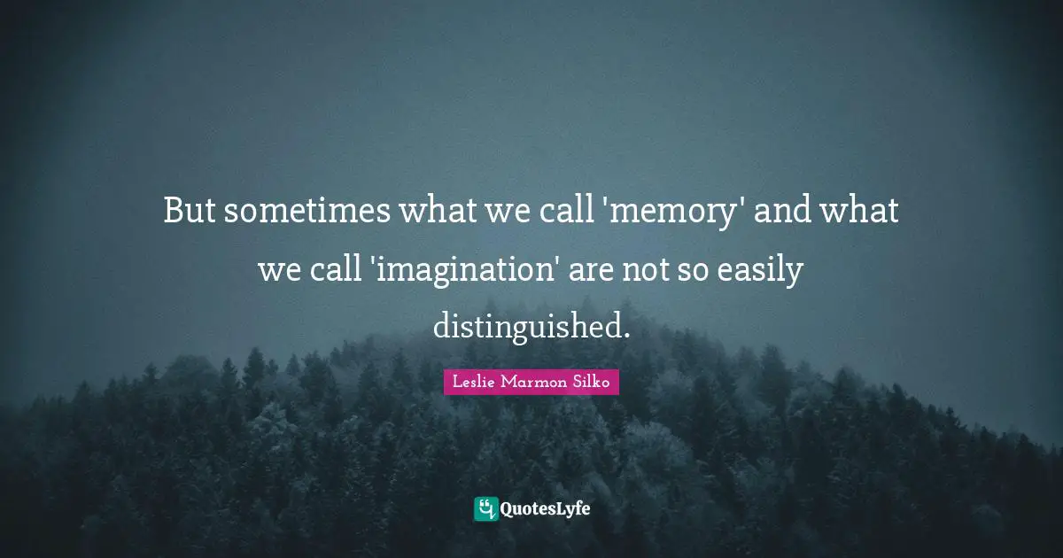 But sometimes what we call 'memory' and what we call 'imagination' are not so easily distinguished.