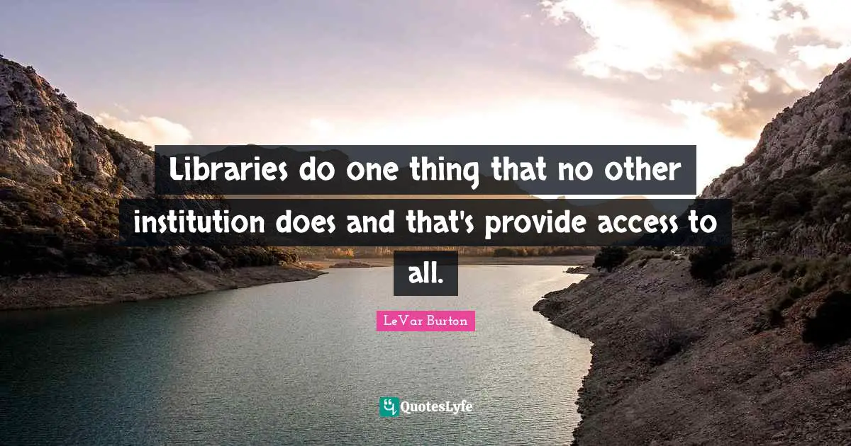 Libraries do one thing that no other institution does and that's provide access to all.